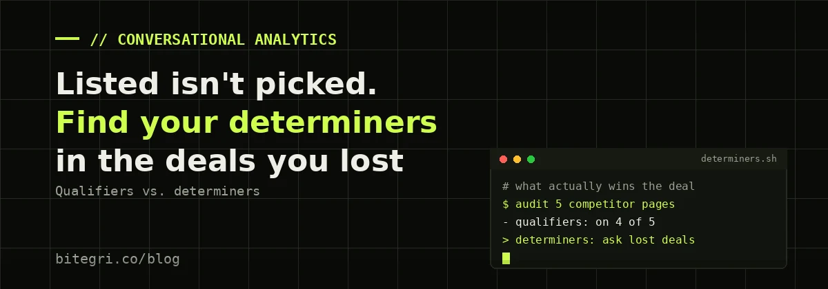 Terminal cover for the article Qualifiers vs. Determiners: Stop Marketing Features That Don't Win Deals